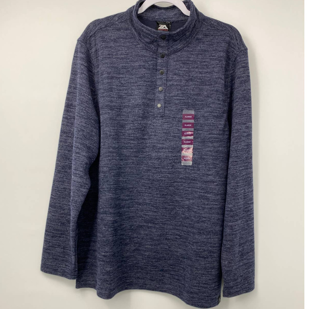 Zeroxposur Mens Soft Fleece Blue 1/4 Open Buttons Pullover Sweater Top NEW XXL